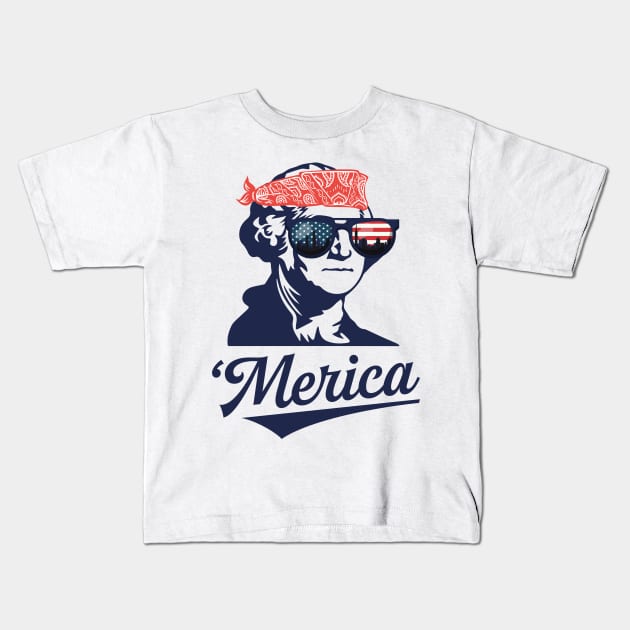 Merica George Washington Kids T-Shirt by teevisionshop